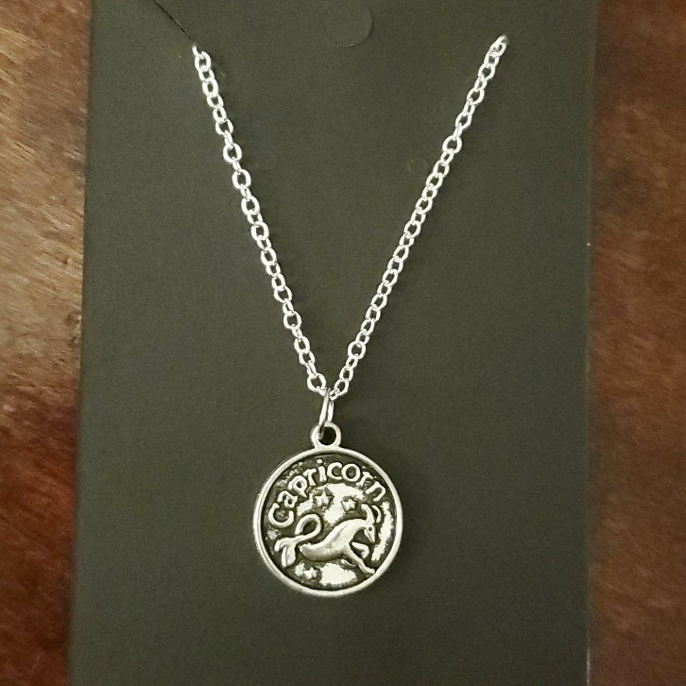 Zodiac Double Sided Capricorn Charm Necklace